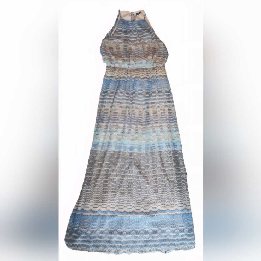 Lily Rose Striped Blue and Cream Maxi Dress